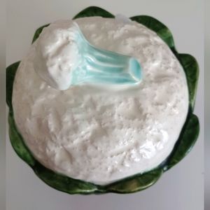 Vintage Cauliflower dip container with spoon